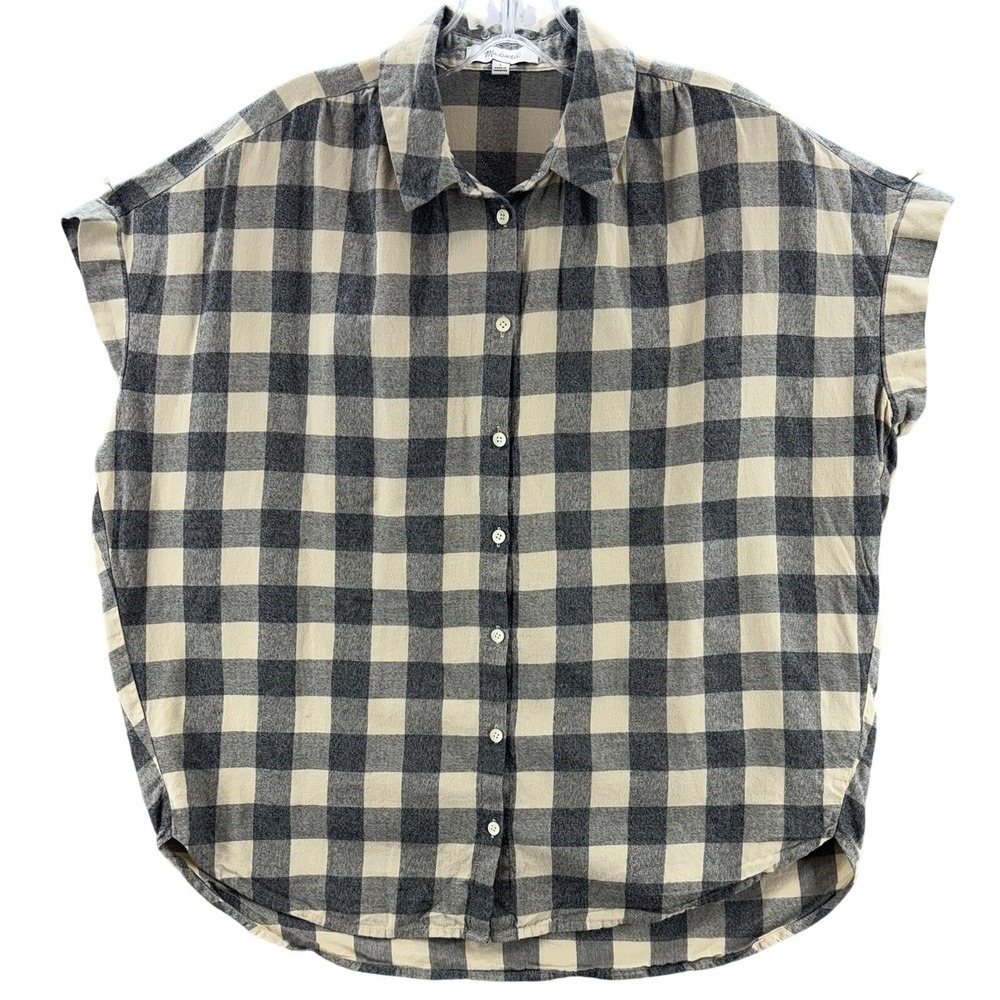 Madewell Plaid Button Down Shirt Womens Small Black Cream Buffalo Check Courier